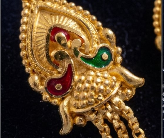 1 Rajwada Meenakari Peacock Gold-Plated Hanging Tops - Image 6