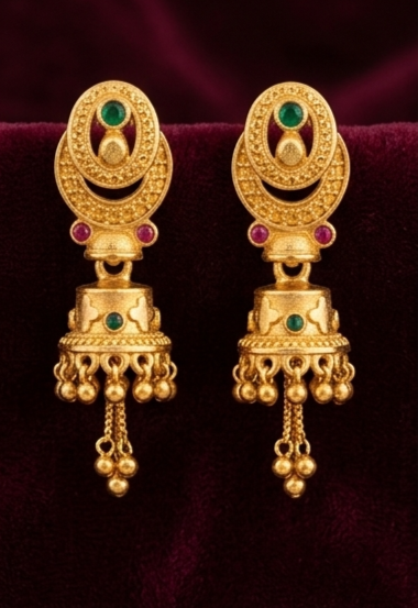 1 Rajwada Chand-Moti Premium Gold-Plated Jhumki - Image 6