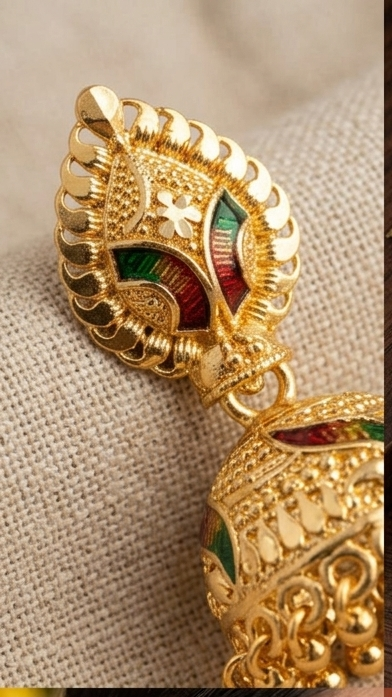 1 Rajwada Meenakari Kalka Traditional Bell Jhumka - Image 6