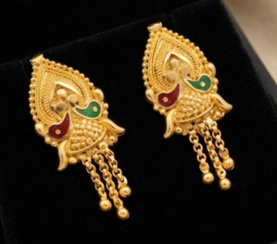1 Rajwada Meenakari Peacock Gold-Plated Hanging Tops - Image 3