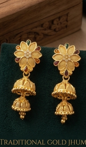 1 Rajwada Blossom-Crest Traditional Palace Jhumka