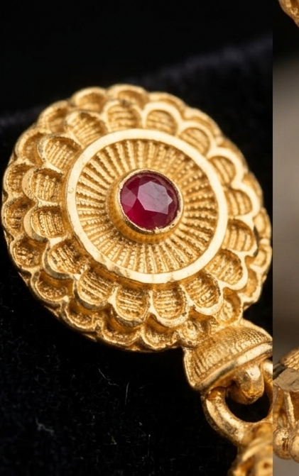 1 Sunflower-Chakra Layered Traditional Jhumki - Image 5