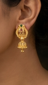 1 Rajwada Peacock-Crest Heritage Jhumki - Image 6