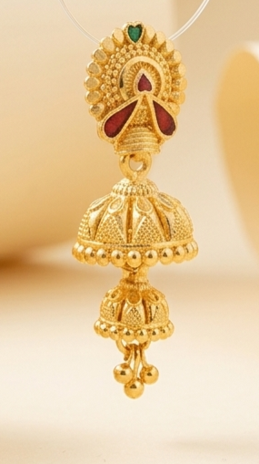 1 Rajwada Crown-Chakra Double-Tier Layered Jhumki - Image 5