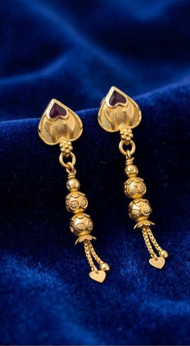 1 Rajwada Royalty - Premium Gold Plated Heart-Top Jhumka - Image 5