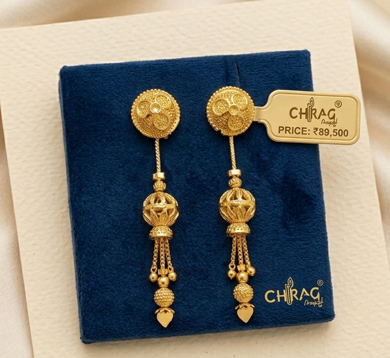 1 The Royal Malwa Jaali-Work Long Hanging Jhumka - Image 7