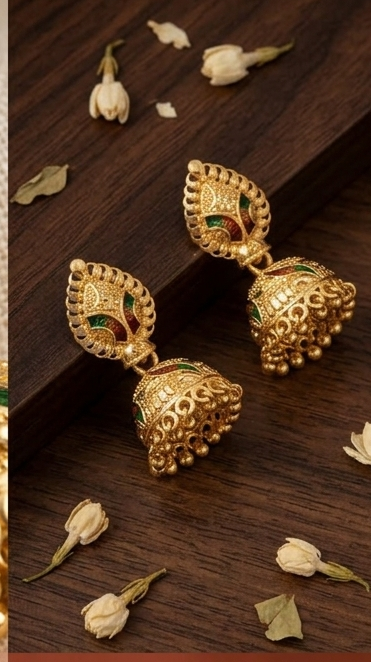 2 Rajwada Meenakari Kalka Traditional Bell Jhumka - Image 5