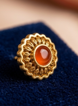 2 Rajwada Shahi Amber-Center Gold-Plated Chakra Studs - Image 3