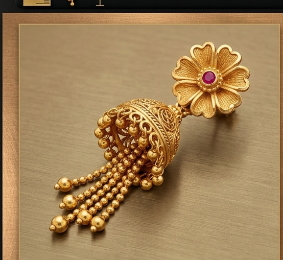 2 Rajwada Floral-Top Premium Heavy Latkan Jhumki