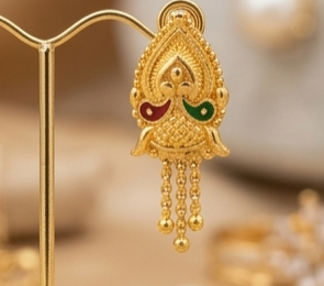 2 Rajwada Meenakari Peacock Gold-Plated Hanging Tops - Image 4