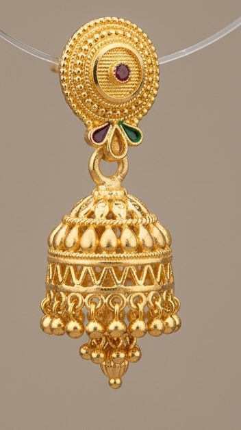 2 Rajwada Royal Gold-Plated Traditional Bell Jhumki - Image 5