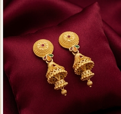 2 Rajwada Royal Gold-Plated Traditional Bell Jhumki