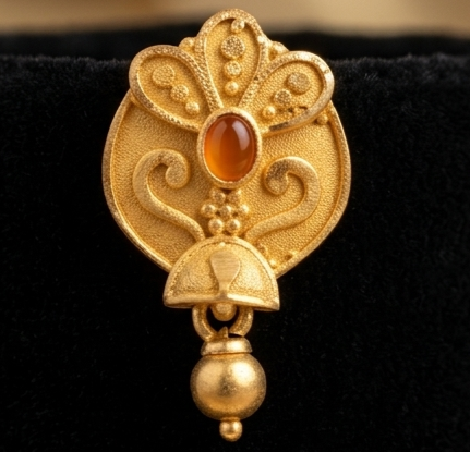 2 Vintage Malwa Antique Gold-Plated Floral Droplet Jhumka - Image 5