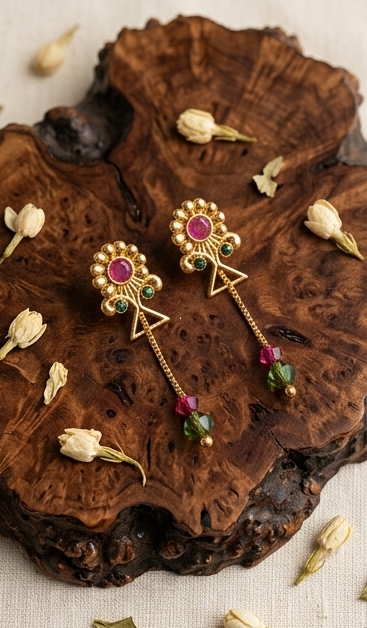 2 Rajwada Geometric Sleek Long-Hanging Earrings - Image 4