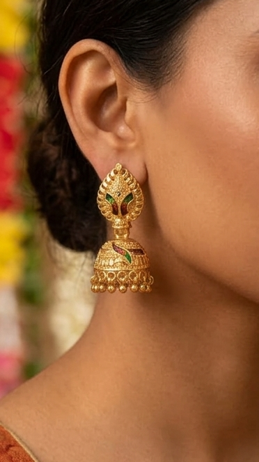 3 Rajwada Meenakari Kalka Traditional Bell Jhumka - Image 4