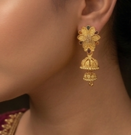 3 Rajwada Blossom-Crest Traditional Palace Jhumka - Image 6
