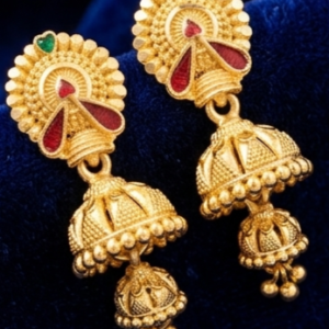 Home Rajwada Crown-Chakra Double-Tier Layered Jhumki