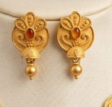 Home Vintage Malwa Antique Gold-Plated Floral Droplet Jhumka