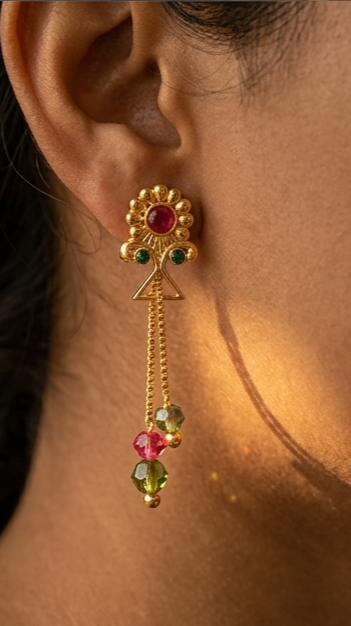 3 Rajwada Geometric Sleek Long-Hanging Earrings - Image 5