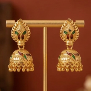 Home Rajwada Meenakari Kalka Traditional Bell Jhumka