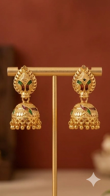 4 Rajwada Meenakari Kalka Traditional Bell Jhumka