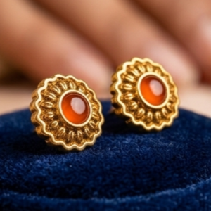 Home Rajwada Shahi Amber-Center Gold-Plated Chakra Studs