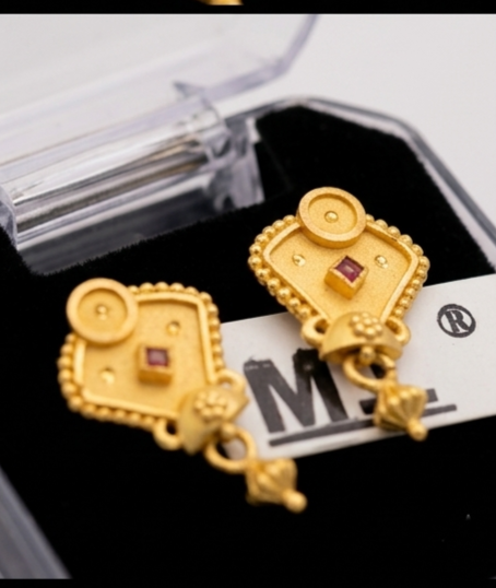 4 Rajwada Square Kite-Cut Matte Gold Drops