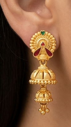 4 Rajwada Crown-Chakra Double-Tier Layered Jhumki - Image 7