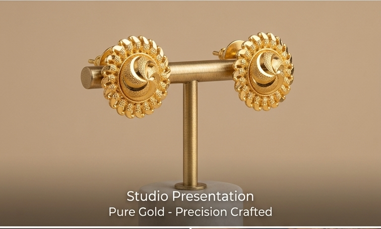 4 Rajwada Shahi Swirl Gold-Plated Chakra Studs