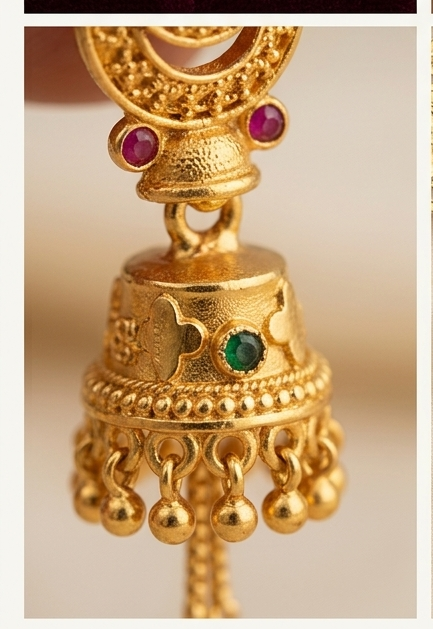 4 Rajwada Chand-Moti Premium Gold-Plated Jhumki - Image 4
