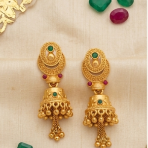 Home Rajwada Chand-Moti Premium Gold-Plated Jhumki