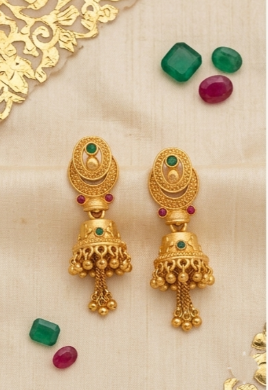 5 Rajwada Chand-Moti Premium Gold-Plated Jhumki