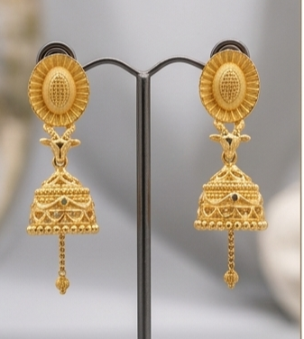 5 Rajwada Sunburst Matte-Finish Traditional Jhumki - Image 6