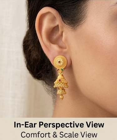 56 Rajwada Royal Gold-Plated Traditional Bell Jhumki - Image 4