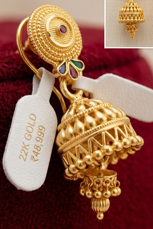 6 Rajwada Matte-Chakra Double-Tier Classic Jhumki