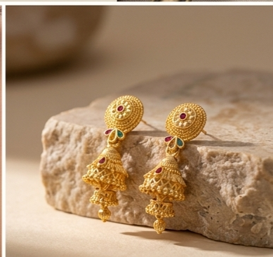 6 Rajwada Royal Gold-Plated Traditional Bell Jhumki - Image 5