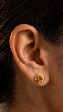 6 Rajwada Shahi Amber-Center Gold-Plated Chakra Studs - Image 6