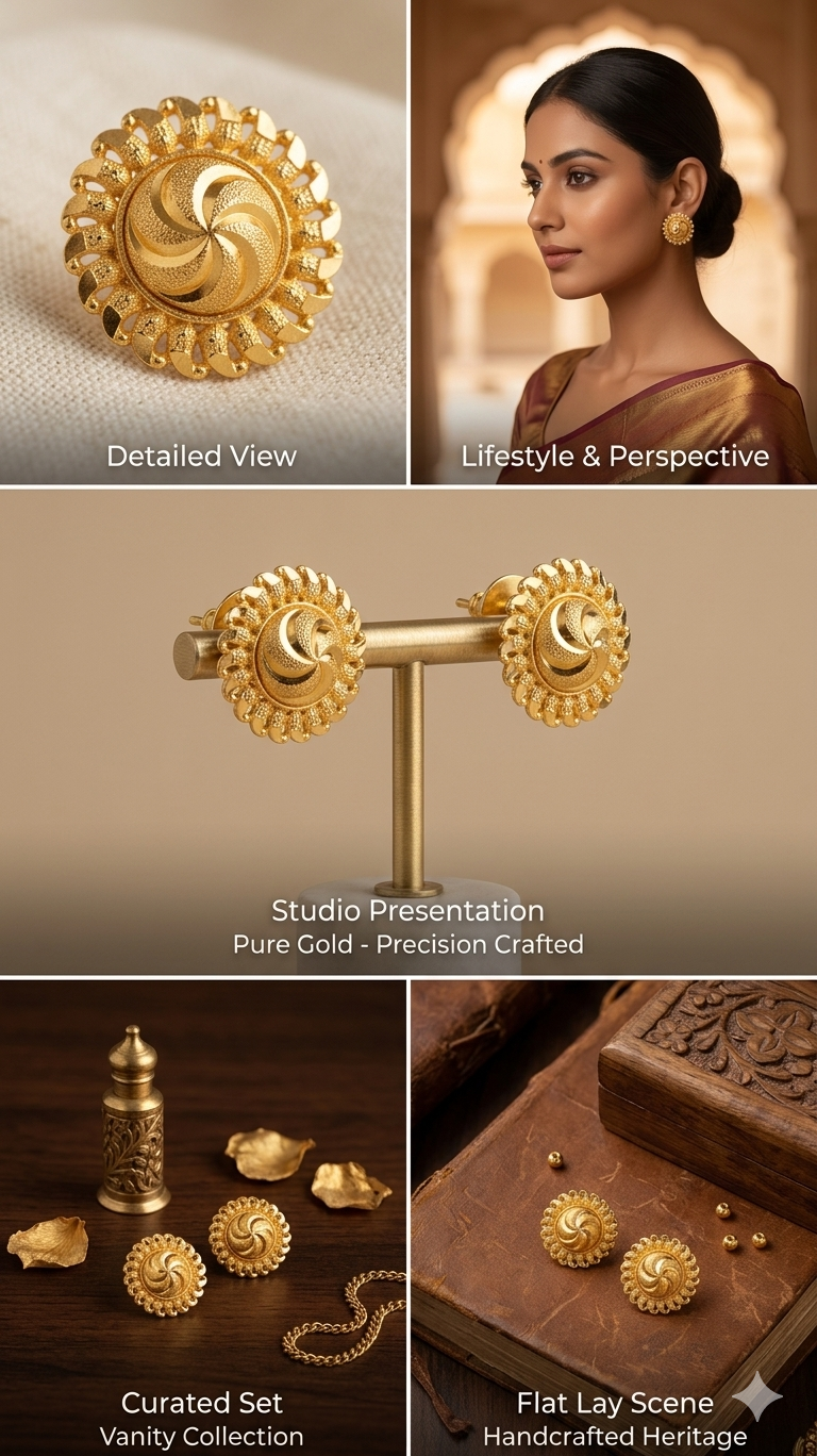 Gemini_Generated_Image_2wyfaj2wyfaj2wyf Rajwada Shahi Swirl Gold-Plated Chakra Studs - Image 2