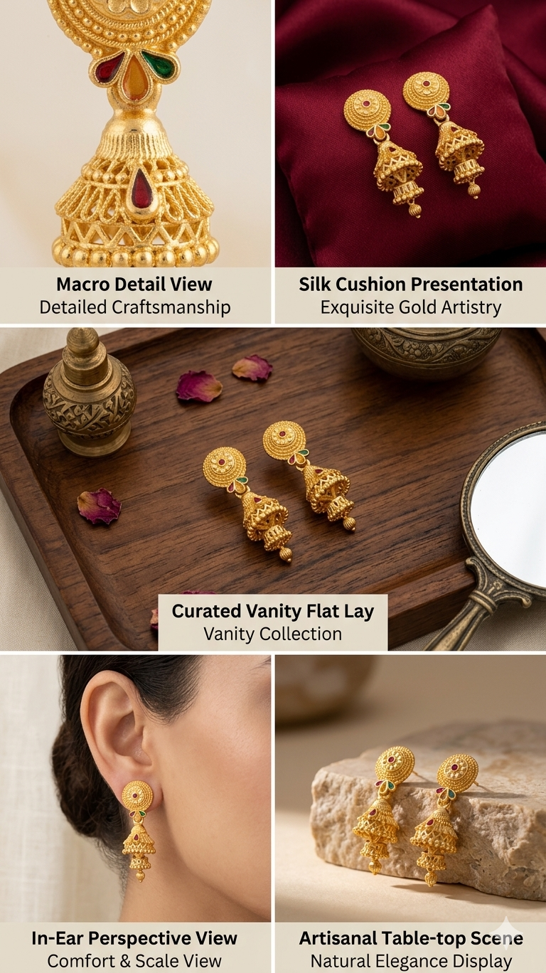 Gemini_Generated_Image_3jl0mw3jl0mw3jl0 Rajwada Royal Gold-Plated Traditional Bell Jhumki - Image 2
