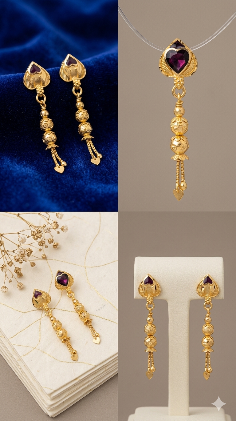 Gemini_Generated_Image_4zstbd4zstbd4zst Rajwada Royalty - Premium Gold Plated Heart-Top Jhumka - Image 3