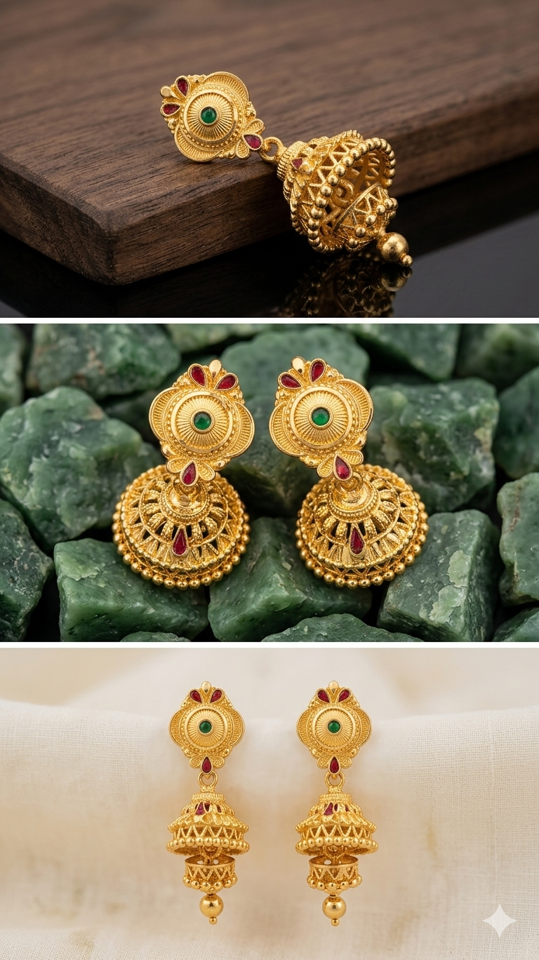 Gemini_Generated_Image_62etcq62etcq62et Rajwada Emerald-Chakra Cut-Work Jhumka - Image 2