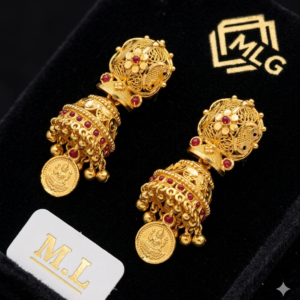 Home Rajwada Laxmi-Coin Filigree Globe Jhumka