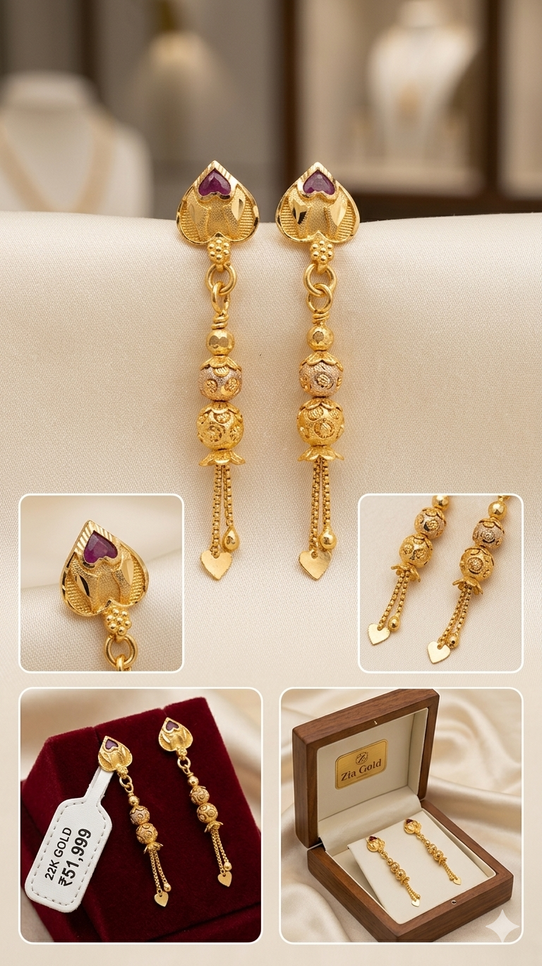 Gemini_Generated_Image_ayv41jayv41jayv4 Rajwada Royalty - Premium Gold Plated Heart-Top Jhumka - Image 2