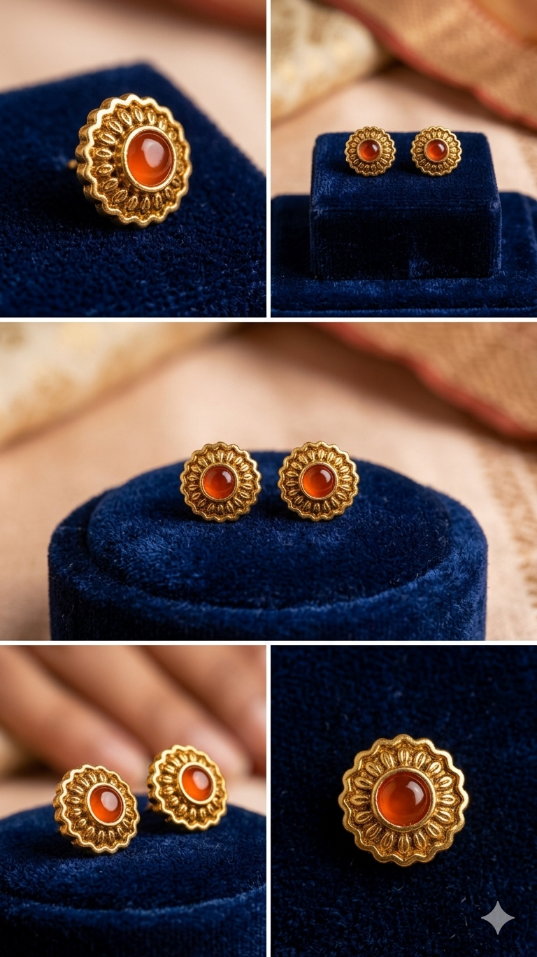Gemini_Generated_Image_ba24r5ba24r5ba24 Rajwada Shahi Amber-Center Gold-Plated Chakra Studs - Image 7