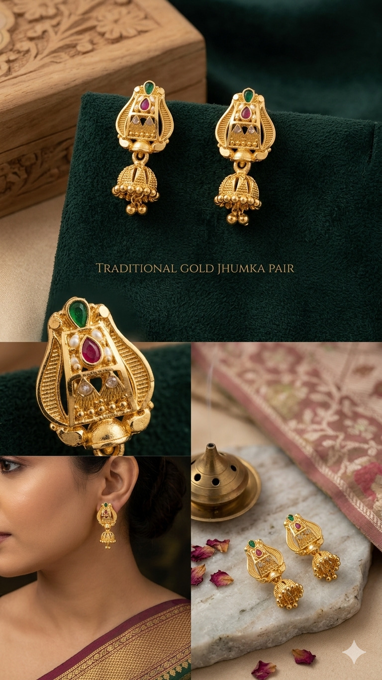 Gemini_Generated_Image_dsomedsomedsomed Rajwada Peacock-Crest Heritage Jhumki - Image 2