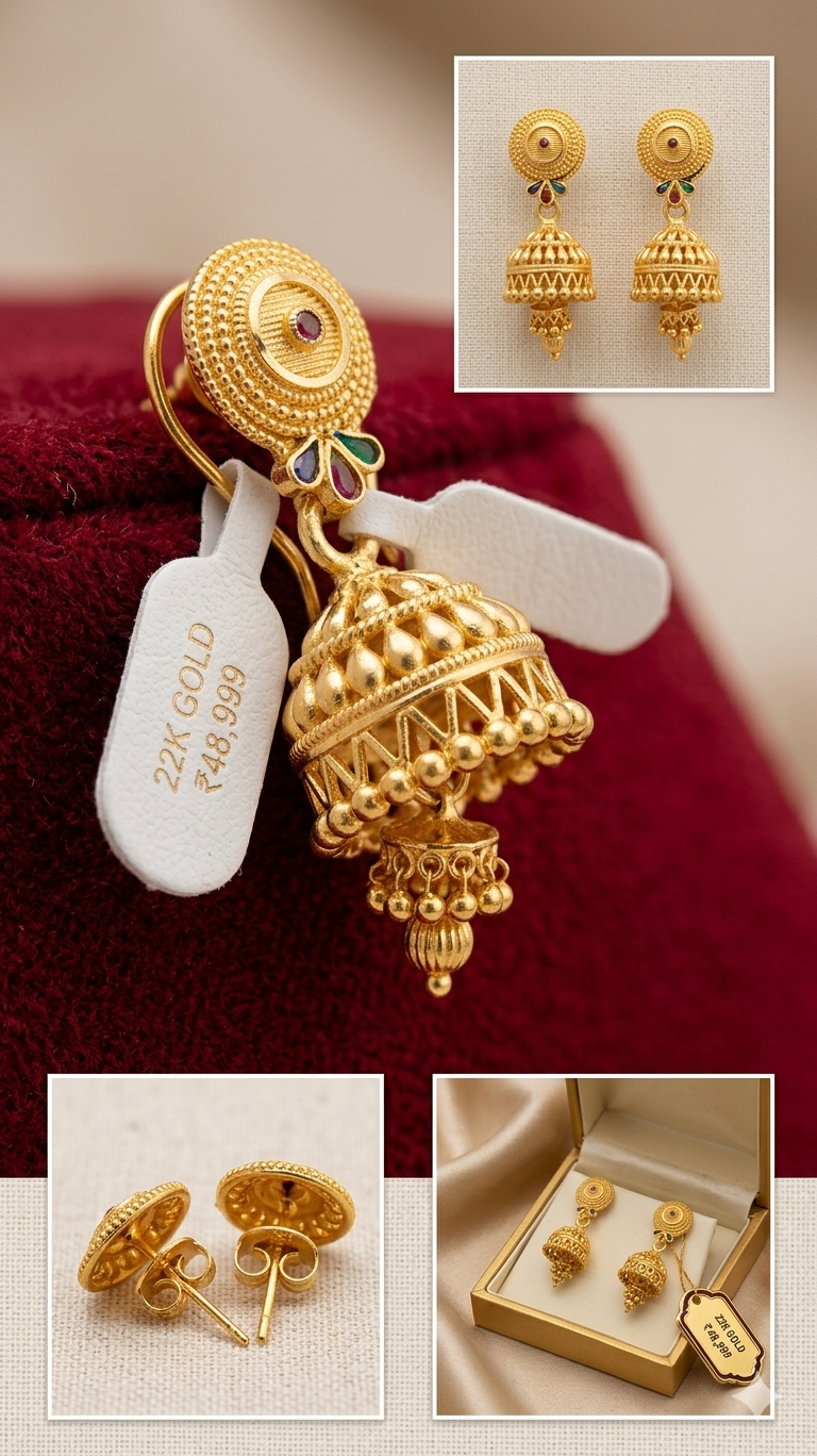 Gemini_Generated_Image_fah2mofah2mofah2 Rajwada Matte-Chakra Double-Tier Classic Jhumki - Image 2