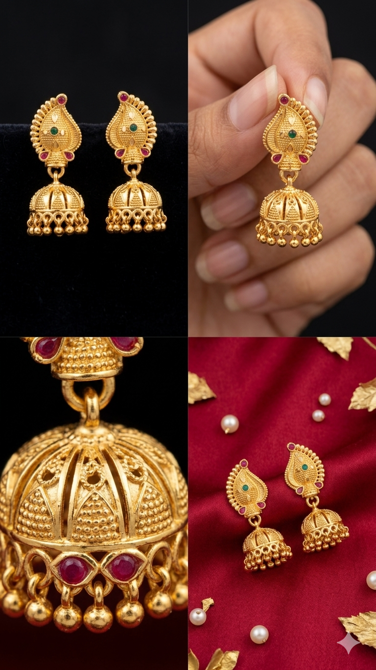 Gemini_Generated_Image_fp77wfp77wfp77wf Rajwada Kalka-Top Tricolor Palace Jhumki - Image 2