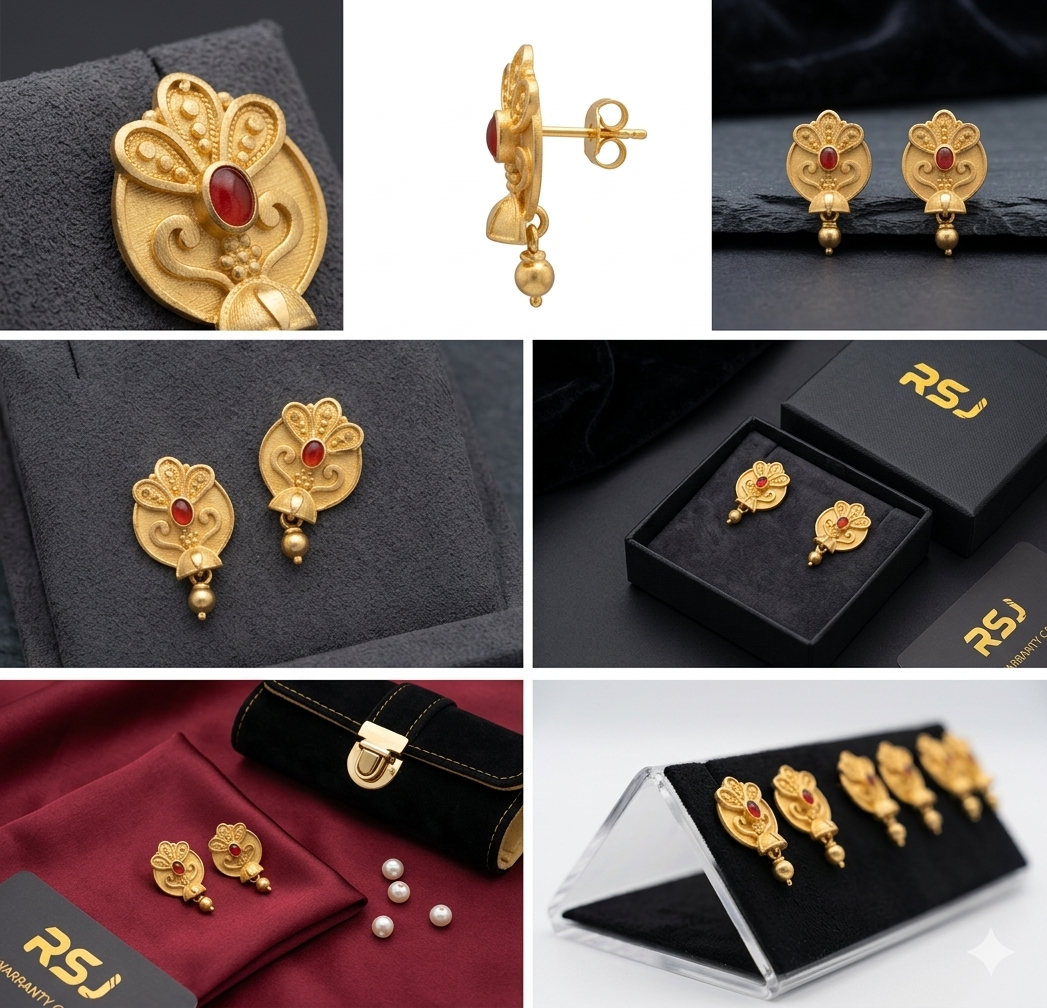 Gemini_Generated_Image_kjlbrbkjlbrbkjlb Vintage Malwa Antique Gold-Plated Floral Droplet Jhumka - Image 3