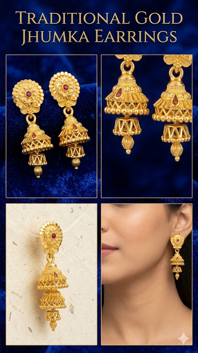 Gemini_Generated_Image_ot3s9zot3s9zot3s Rajwada Red-Flower Double-Layer Bell Jhumki - Image 2