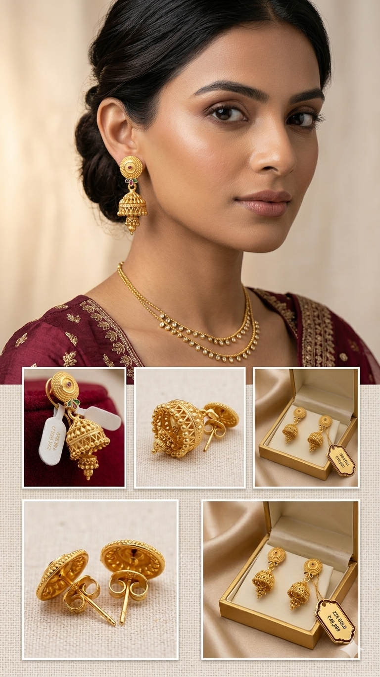 Gemini_Generated_Image_otta1totta1totta Rajwada Matte-Chakra Double-Tier Classic Jhumki - Image 4